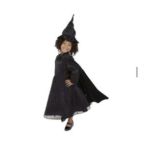 Kids Wicked Wizard Cosplay Elphaba Black Dress Costume Cloak w/ Hat | Size 4-6x